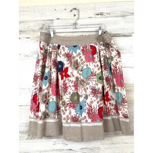 Neesh By Dar Womens XL Tan Multi Floral Boho Cotton Lightweight Mini Skirt